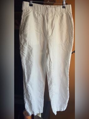 GAP |White Elastic-Waist Chino Pants Linen Pants Women’s